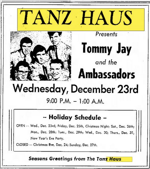 Tanz Haus (Tanz Haus Club, TanzHaus) - Dec 21 1964 Ad